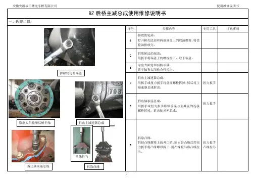 BZ后桥主减总成使用维修说明书资料