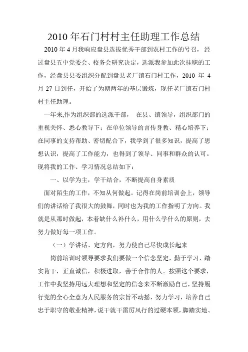 村主任助理工作总结