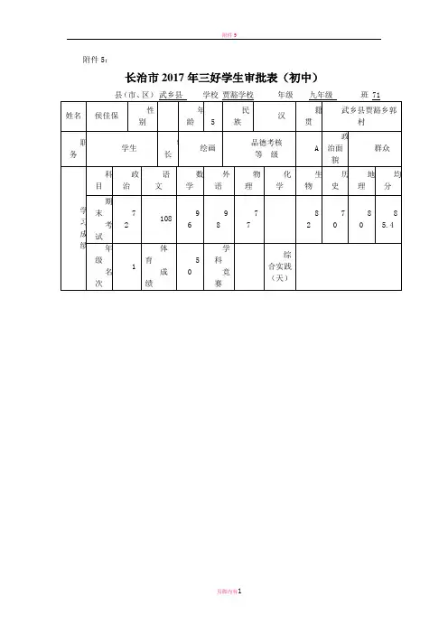 三好学生申报表