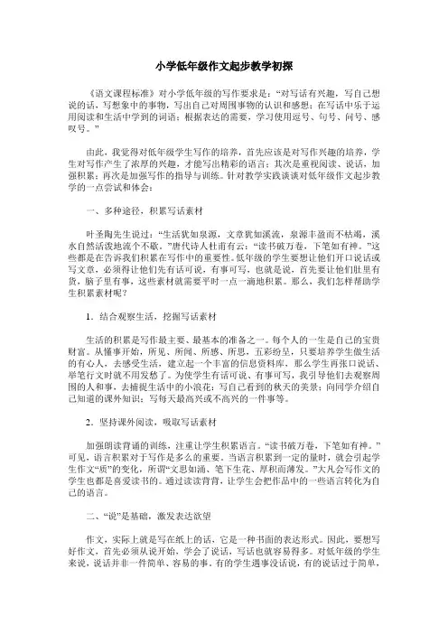 小学低年级作文起步教学初探