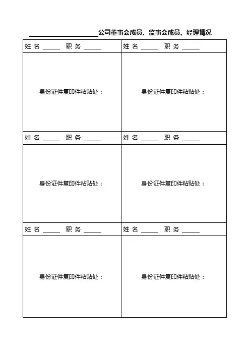 公司董事会成员、监事会成员、经理情况