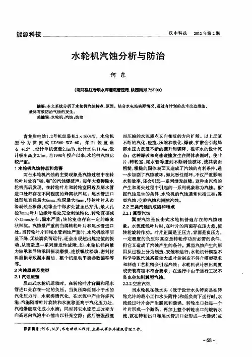 水轮机汽蚀分析与防治