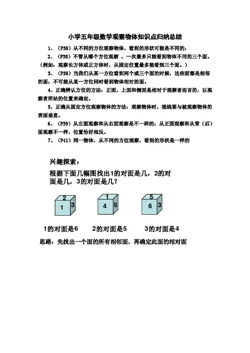 观察物体知识点归纳总结 2