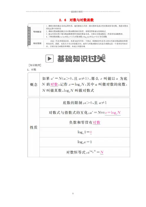 2019版高考数学一轮复习第2章函数导数及其应用2.6对数与对数函数精品学案理