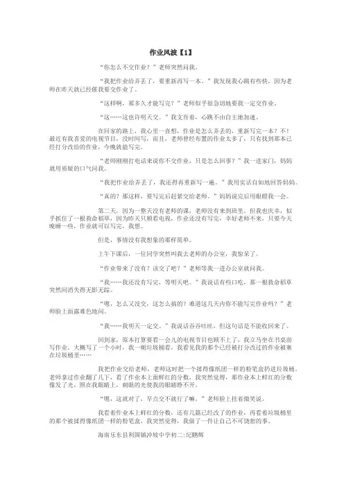 作业风波作文
