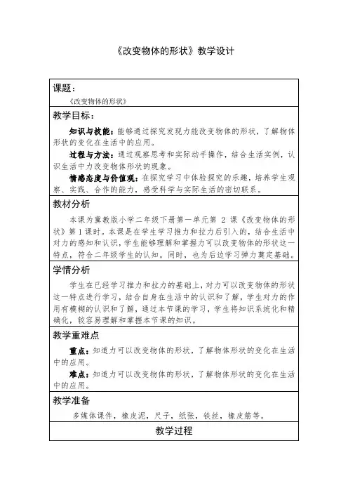 冀人版科学二年级下册《第一单元 力与形变 2 改变物体的形状》_2