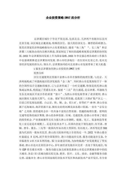 企业投资策略SWOT的分析