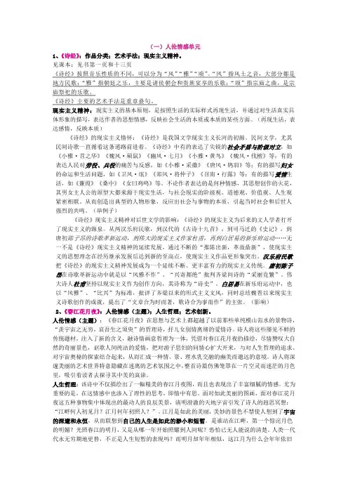 大学语文复习提纲