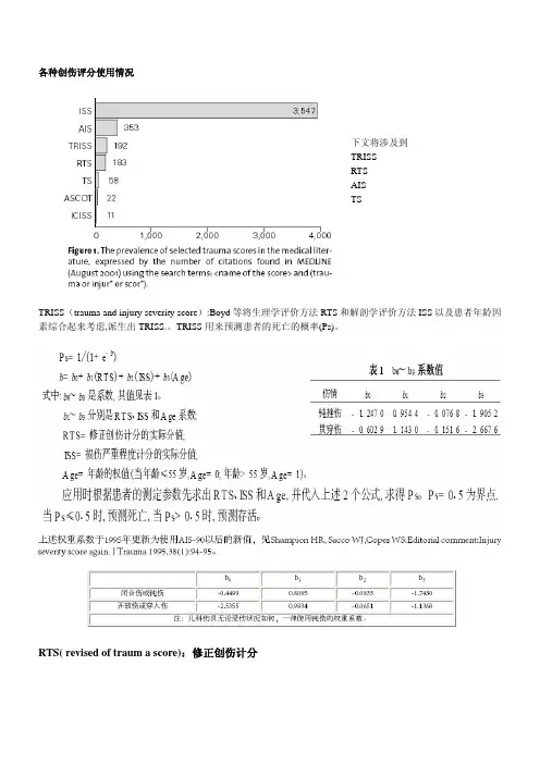 RTS( revised of traum a score)：修正创伤计分,损伤严重度记分TS——创伤评分表