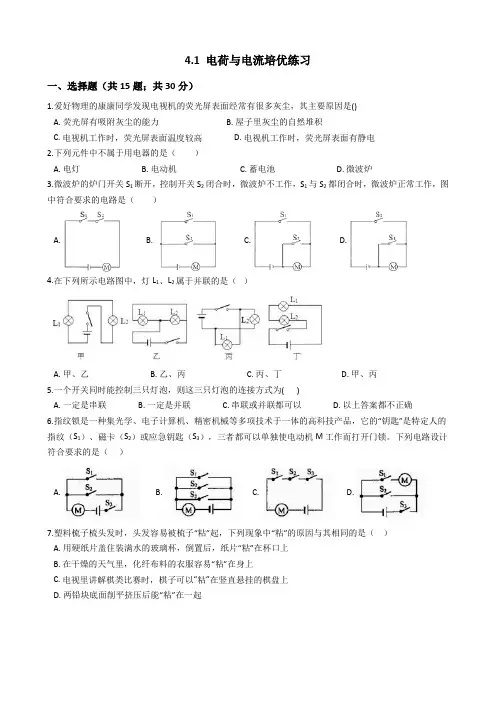 4.1 电荷与电流 培优练习(含答案)
