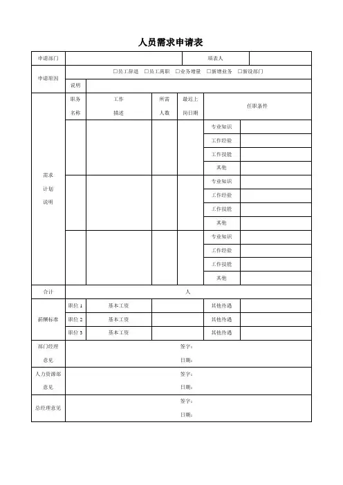 办公室管理常用表单汇总(重要)