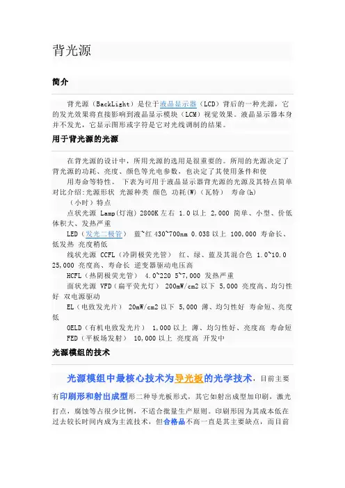 背光源简介