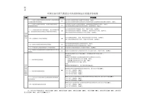 中国石油天然气集团公司内部控制运行质量评价标准