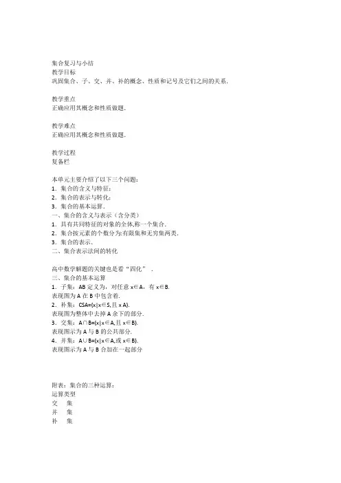 集合复习与小结