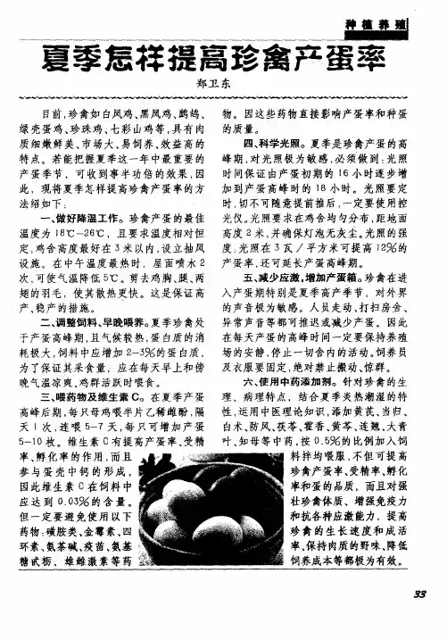 夏季怎样提高珍禽产蛋率