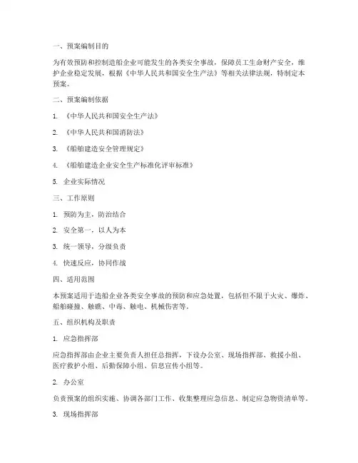 造船企业应急预案范文