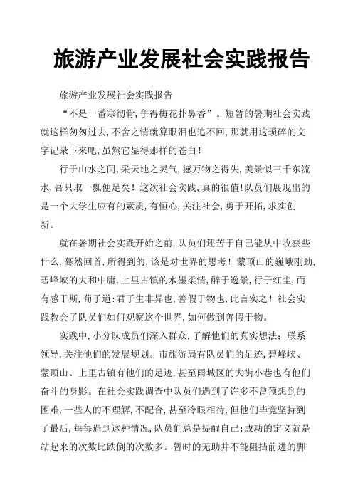 旅游产业发展社会实践报告