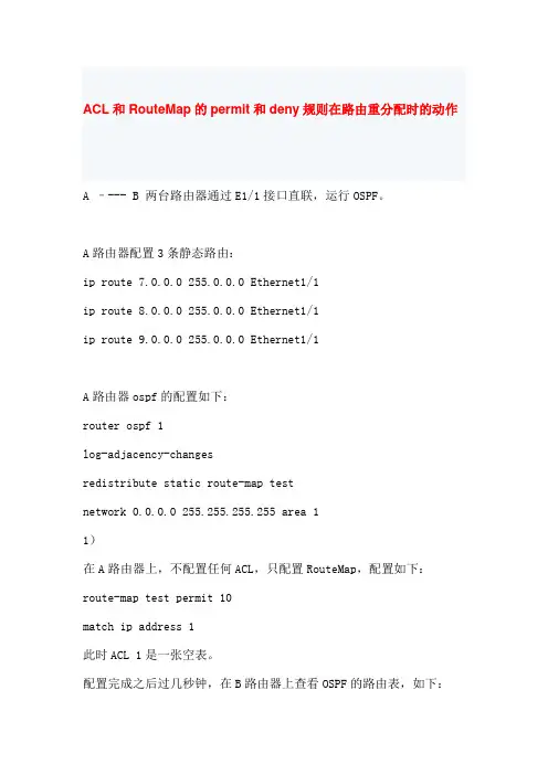 ACL和RouteMap的permit和deny规则在路由重分配时的动作(新)