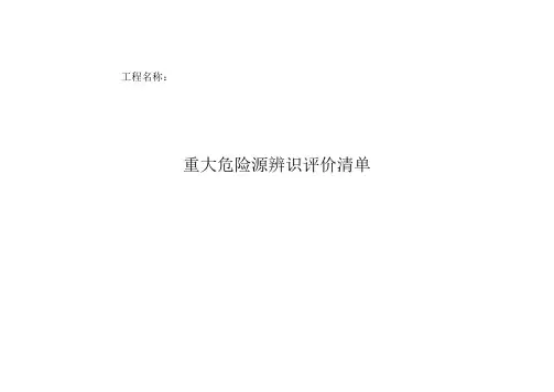 重大危险源辨识评价清单