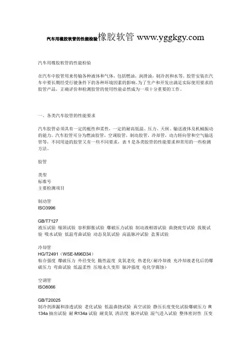 汽车用橡胶软管的性能检验1