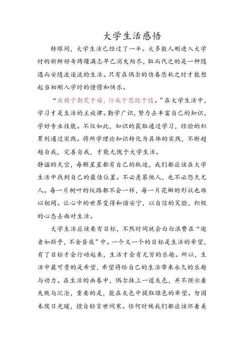 大学生活感悟 2