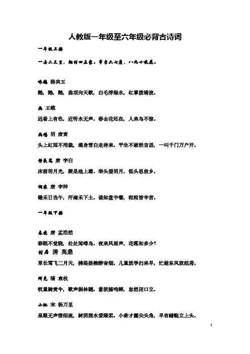 [VIP专享]人教版小学语文一年级至六年级必背古诗词及名句[1]