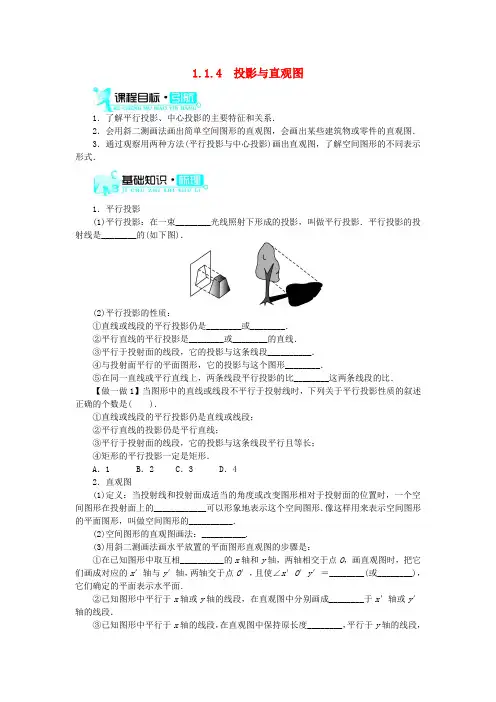 高中数学-投影与直观图学案