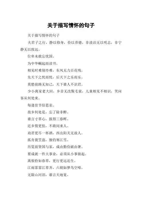 关于描写情怀的句子
