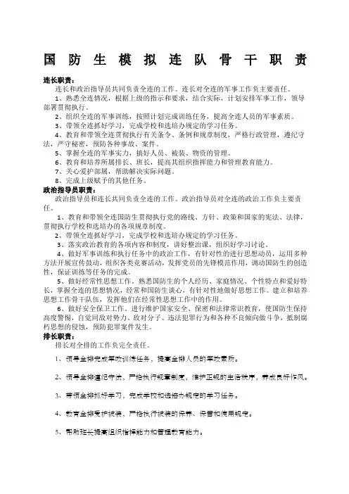 连长指导员排长班长职责