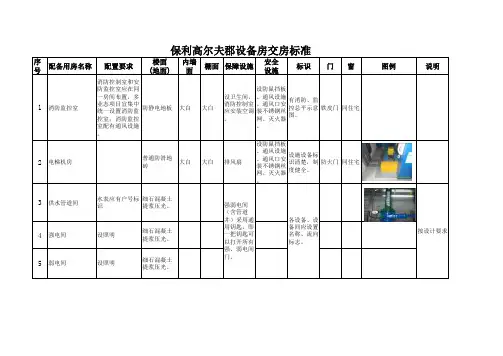 设备房交付使用标准