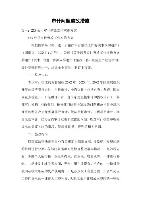 审计问题整改措施