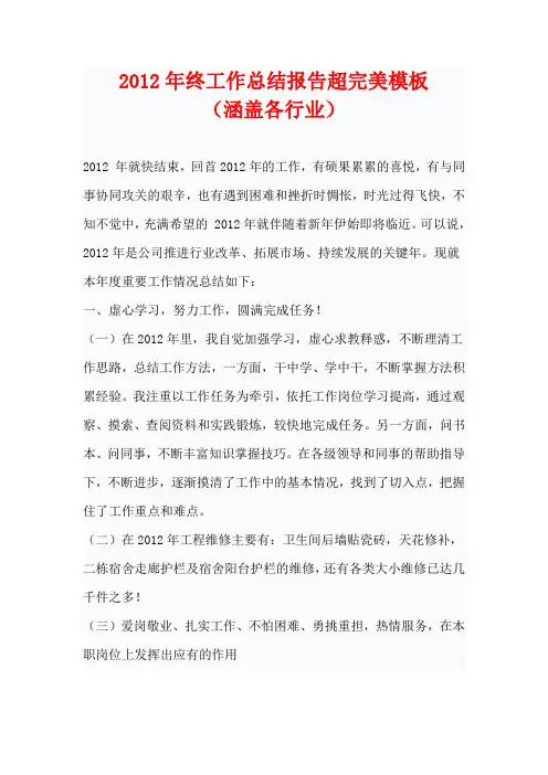 年终个人工作总结报告(模板)
