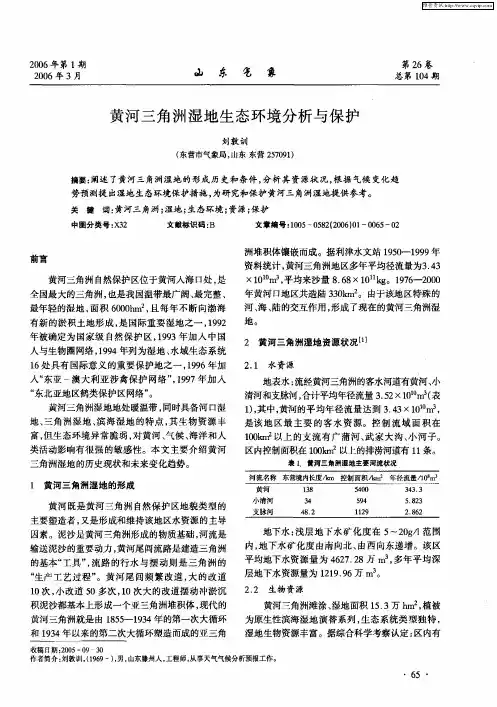 黄河三角洲湿地生态环境分析与保护