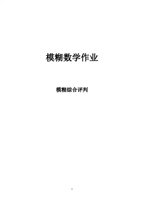 模糊数学作业