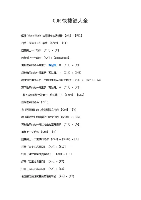 CDR快捷键大全