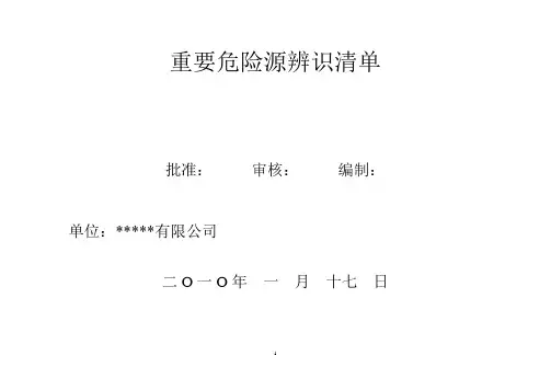 重要危险源辨识清单