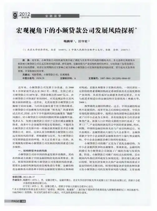宏观视角下的小额贷款公司发展风险探析