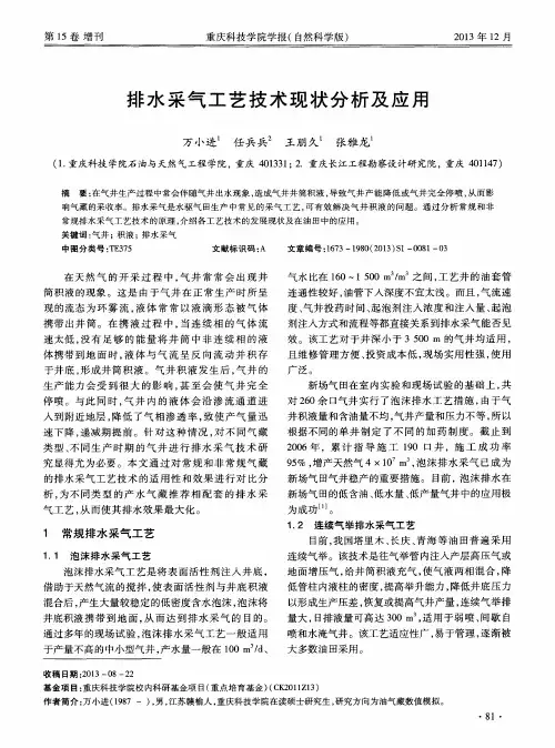 排水采气工艺技术现状分析及应用