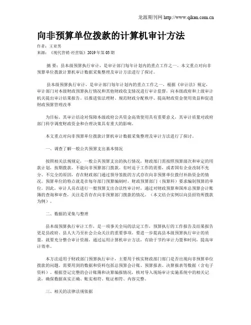 向非预算单位拨款的计算机审计方法