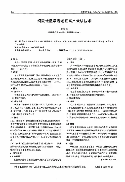铜陵地区早春毛豆高产栽培技术