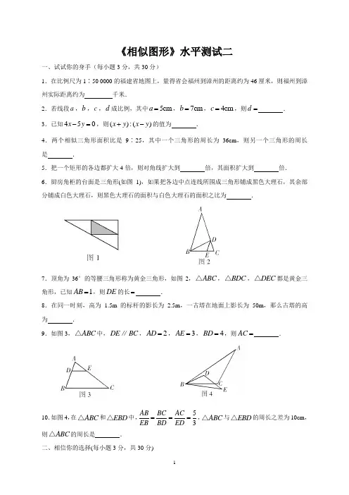 初二精编相似图形测试题