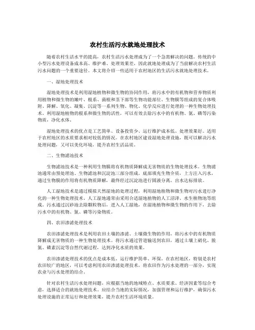 农村生活污水就地处理技术
