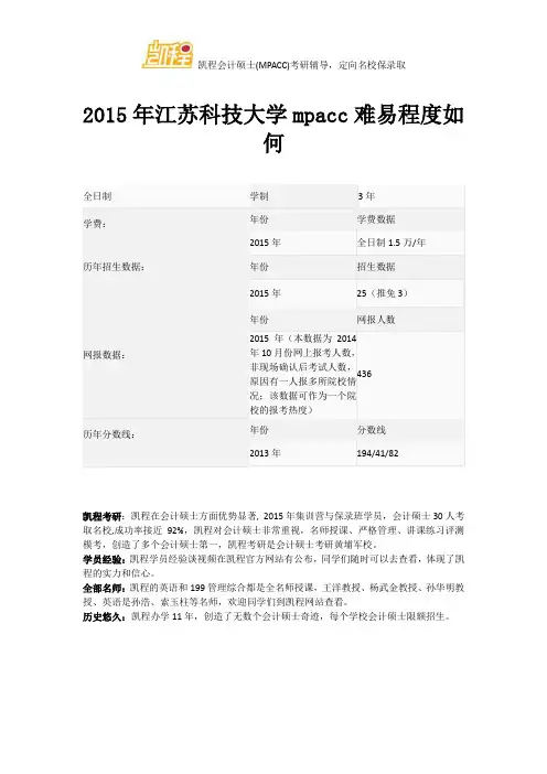 2015年江苏科技大学mpacc难易程度如何