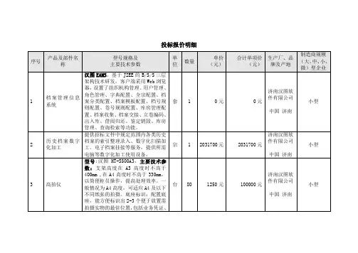 投标报价明细