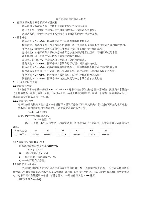 循环水运行控制及常见问题