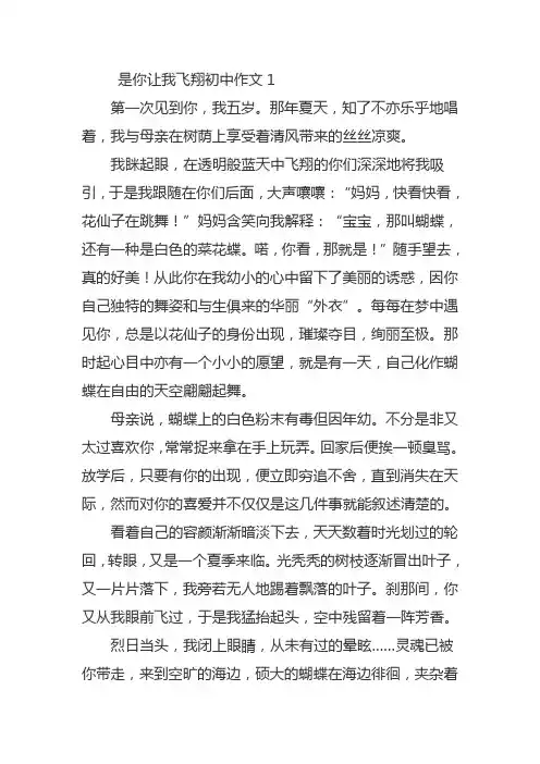 是你让我飞翔作文