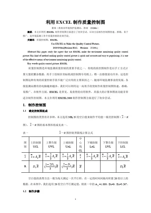 利用EXCEL制作质量控制图(1)