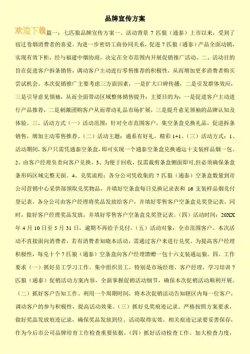 品牌宣传方案