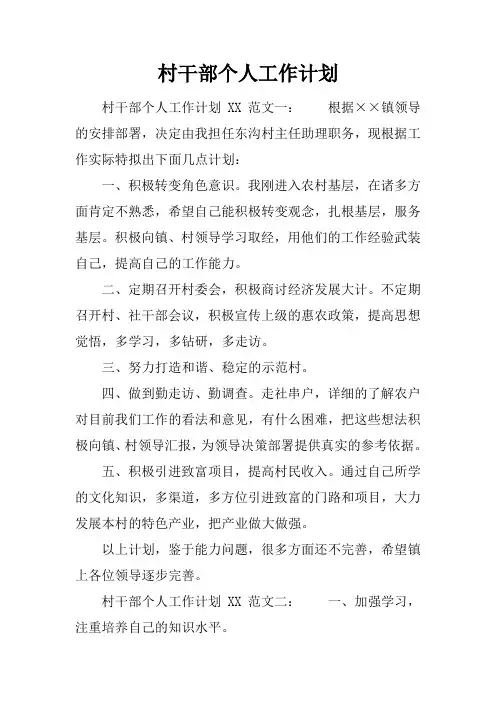 村干部个人工作计划
