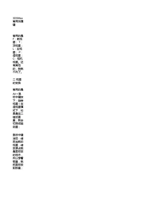 3DMXA快捷键